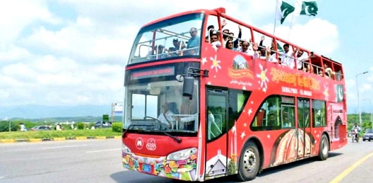 Double-decker bus makes trial drive between twin cities