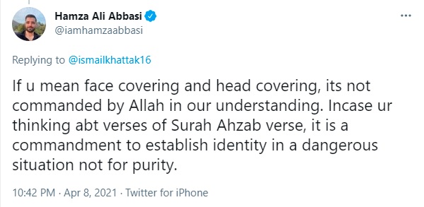 God has told both men and women to ‘guard their modesty,’ says Hamza Ali Abbasi