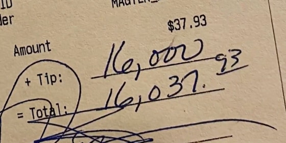 Customer leaves $16,000 tip at a restaurant in US