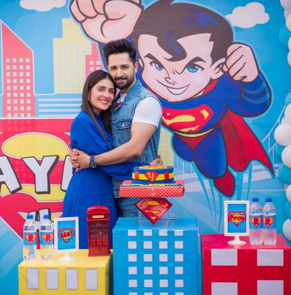 Ayeza, Danish go big on décor for son Rayan’s ‘Superman’ themed birthday, Maya and Reema cheer