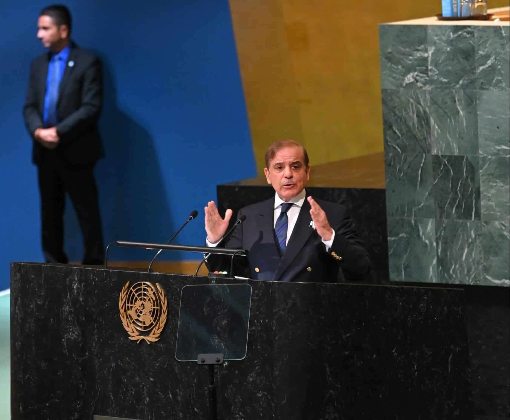 PM Shehbaz speaks about Islamophobia, climate injustice, and India at UNGA