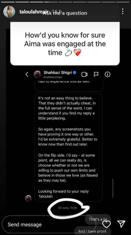 Was cheating the reason for Aima Baig and Shahbaz Shigri's split?