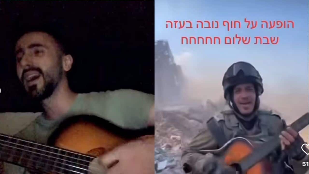 Israeli soldier posts video playing guitar he stole from Palestinian after bombing