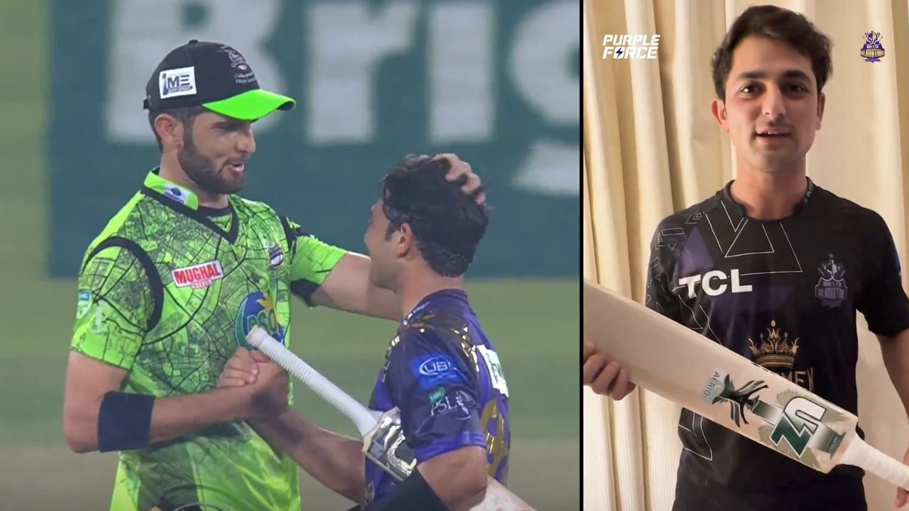 Shaheen Afridi gifts his bat to Khwaja Nafay