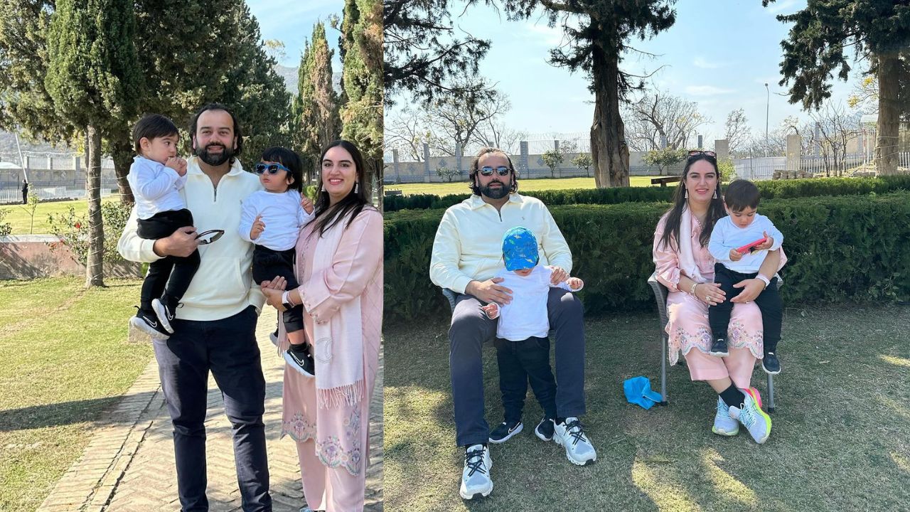 Bakhtawar Bhutto Zardari in family photo with husband and sons