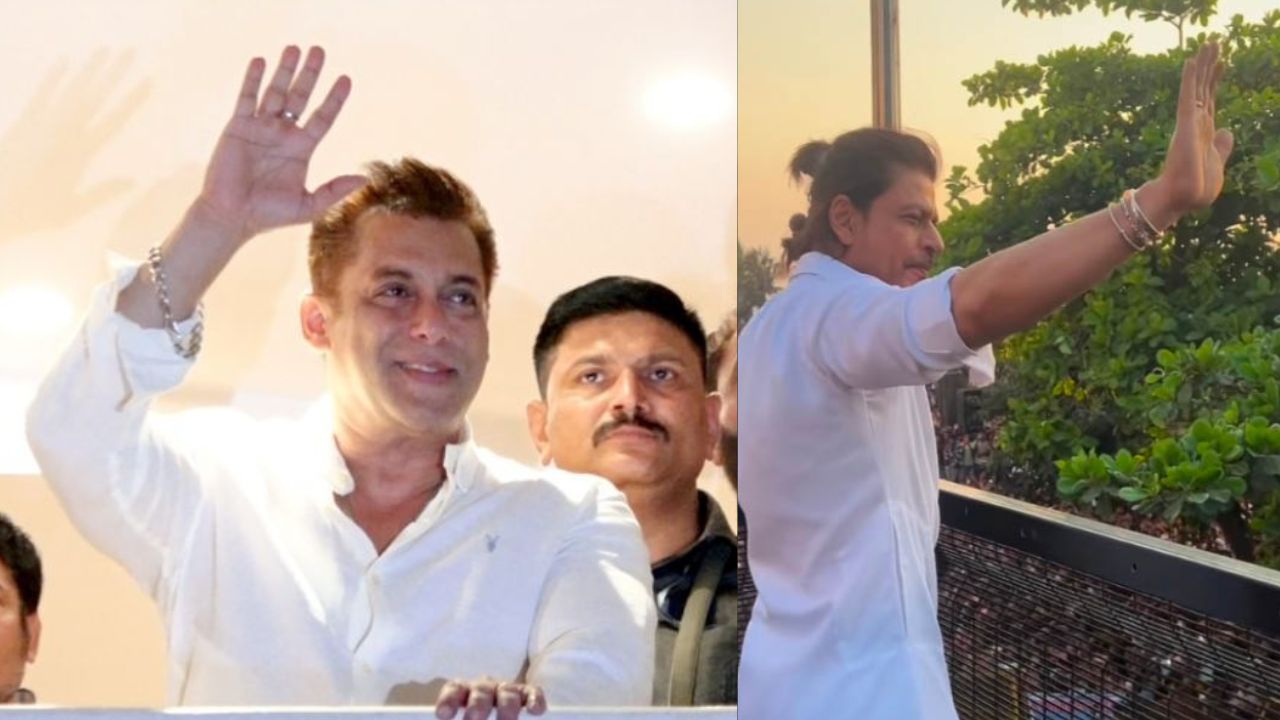 Shah Rukh and Salman Khan greet fans outside their homes on Eid
