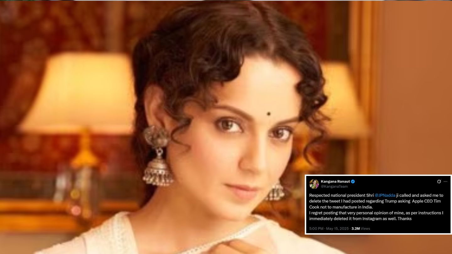 No Apple in India: Kangana Ranaut deletes post against Trump, says was instructed by BJP president