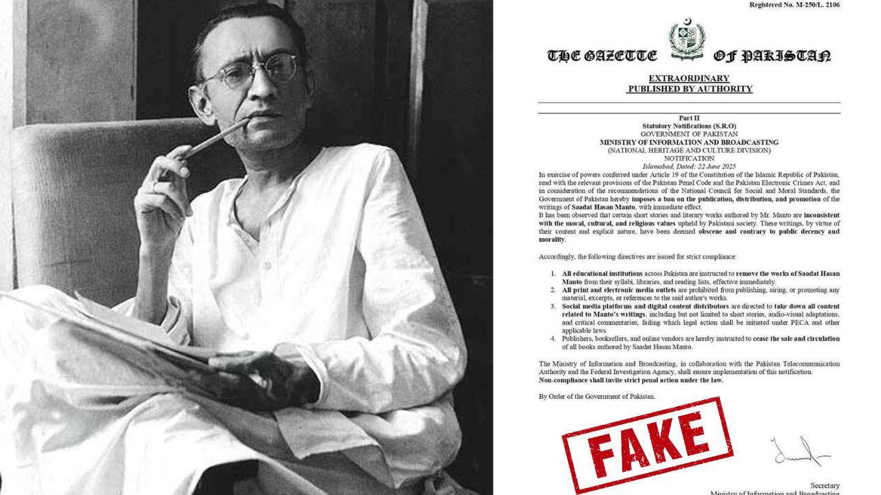 Fact Check: Has federal govt banned Saadat Hasan Manto’s writings?